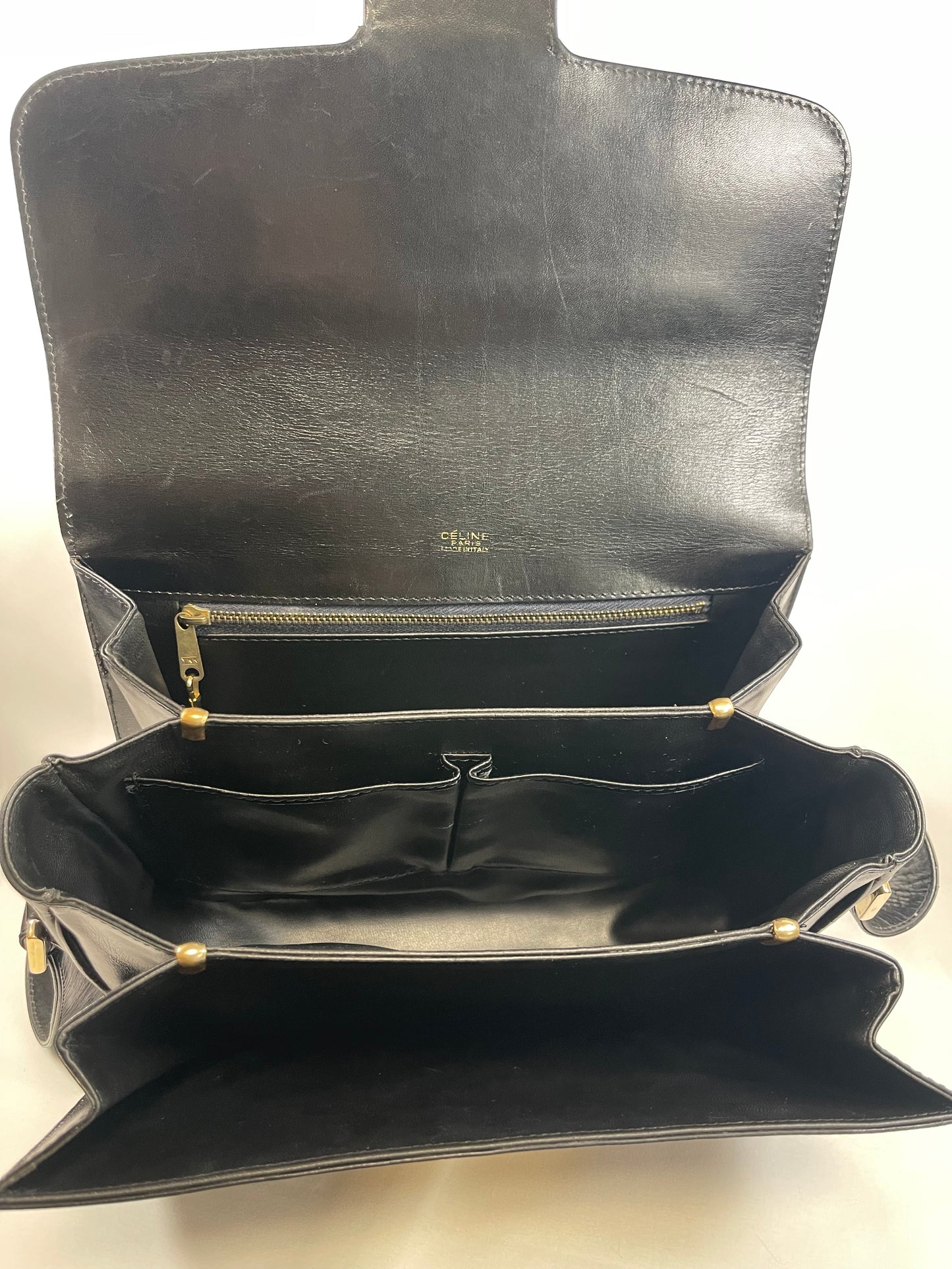 B0016 セリーヌ Celine ショルダーバッグ ブラック レザー