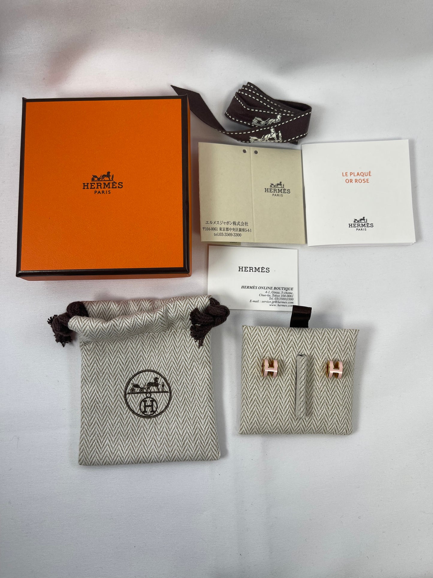 HERMES ミニ・ポップH ローズ ドラジェ ピアス