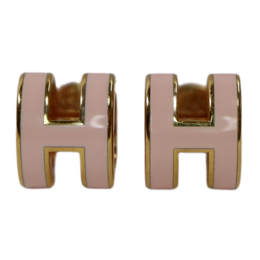 HERMES ミニ・ポップH ローズ ドラジェ ピアス