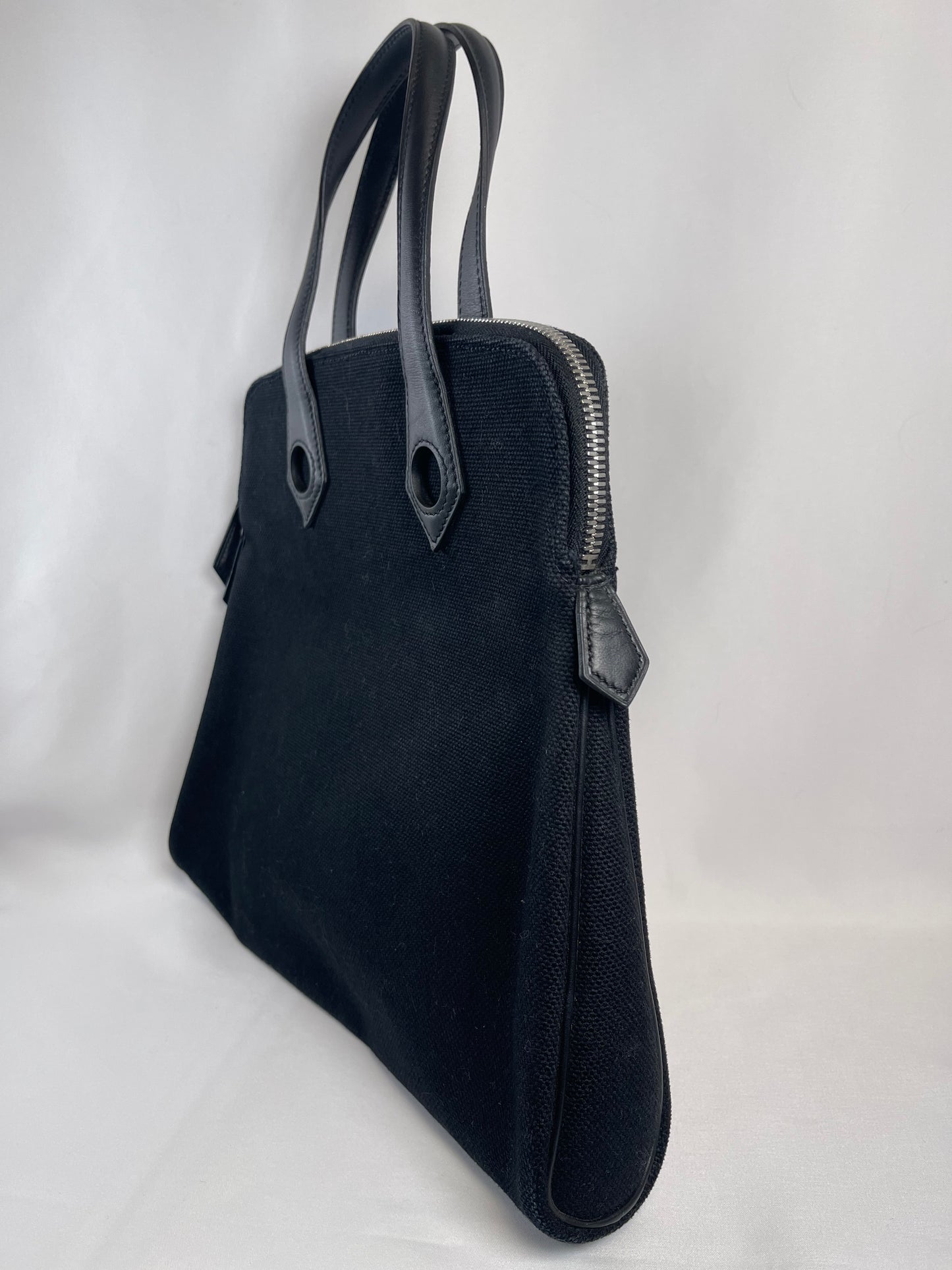 B0003 HERMES エルメス サックイブーPM 黒 トワルアッシュ □I刻印 Hand bag Tote bag