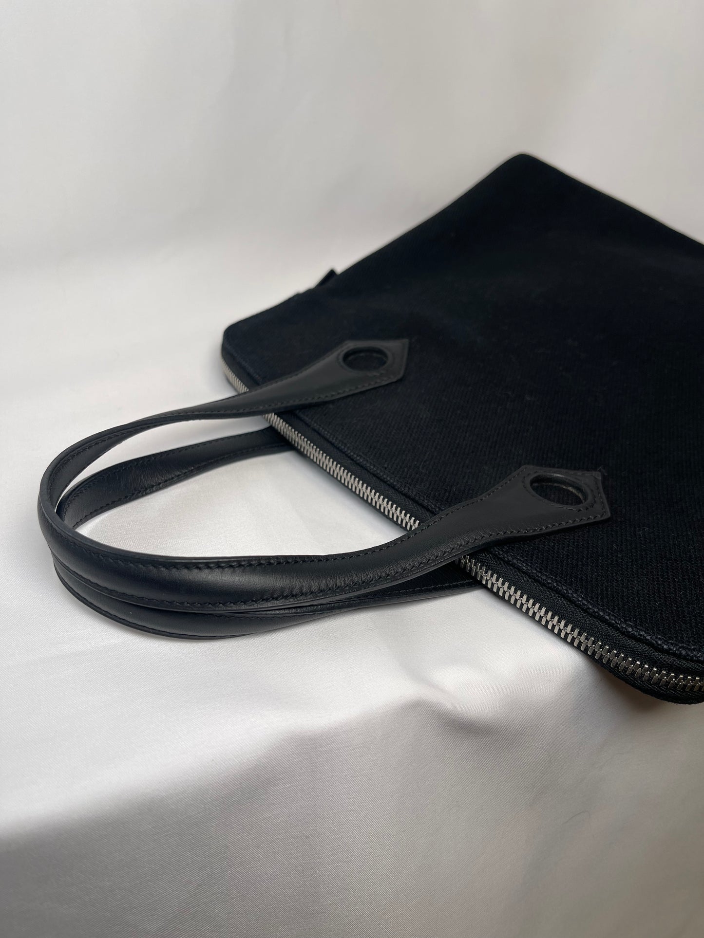 B0003 HERMES エルメス サックイブーPM 黒 トワルアッシュ □I刻印 Hand bag Tote bag