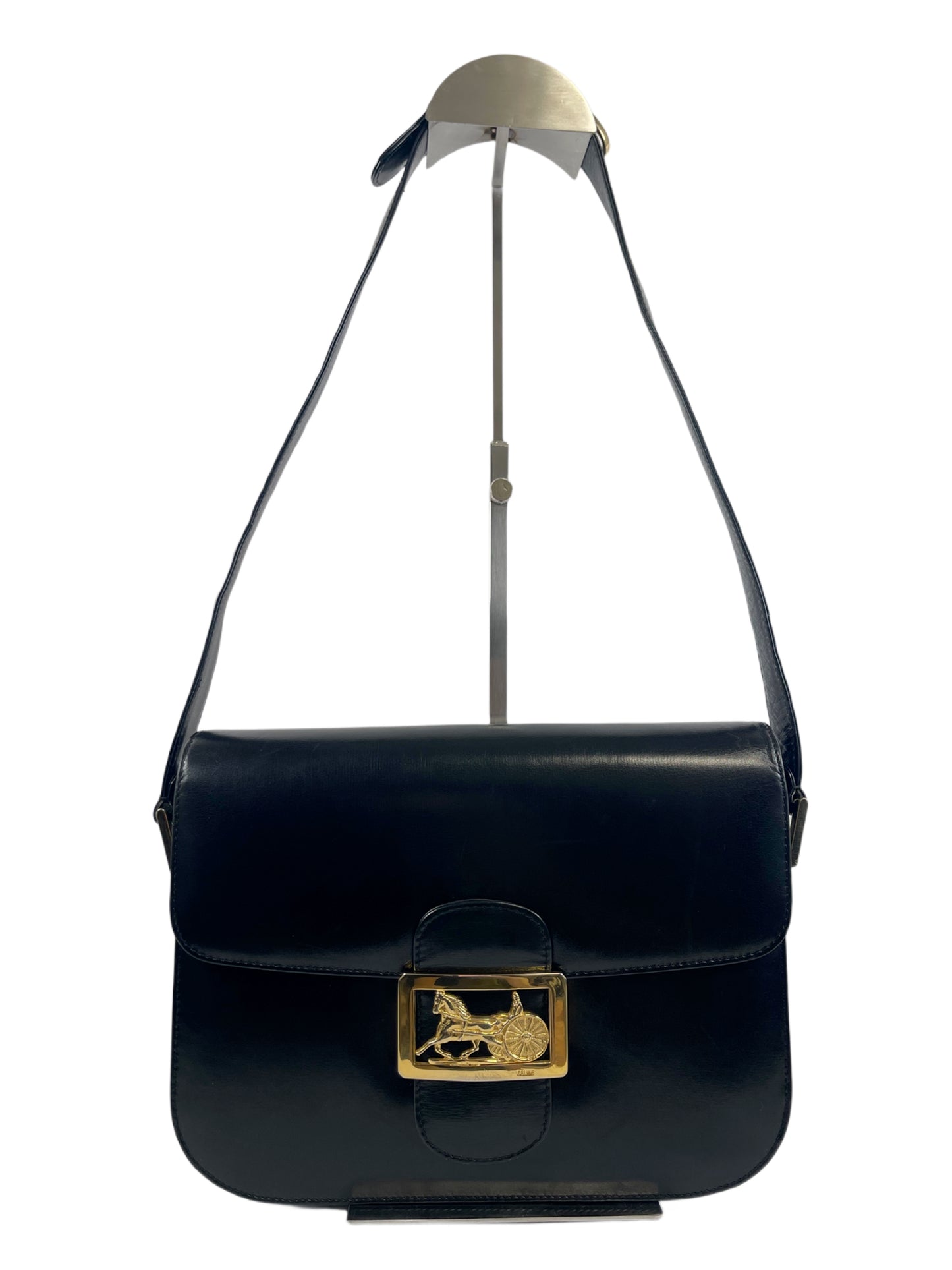 B0016 セリーヌ Celine ショルダーバッグ ブラック レザー