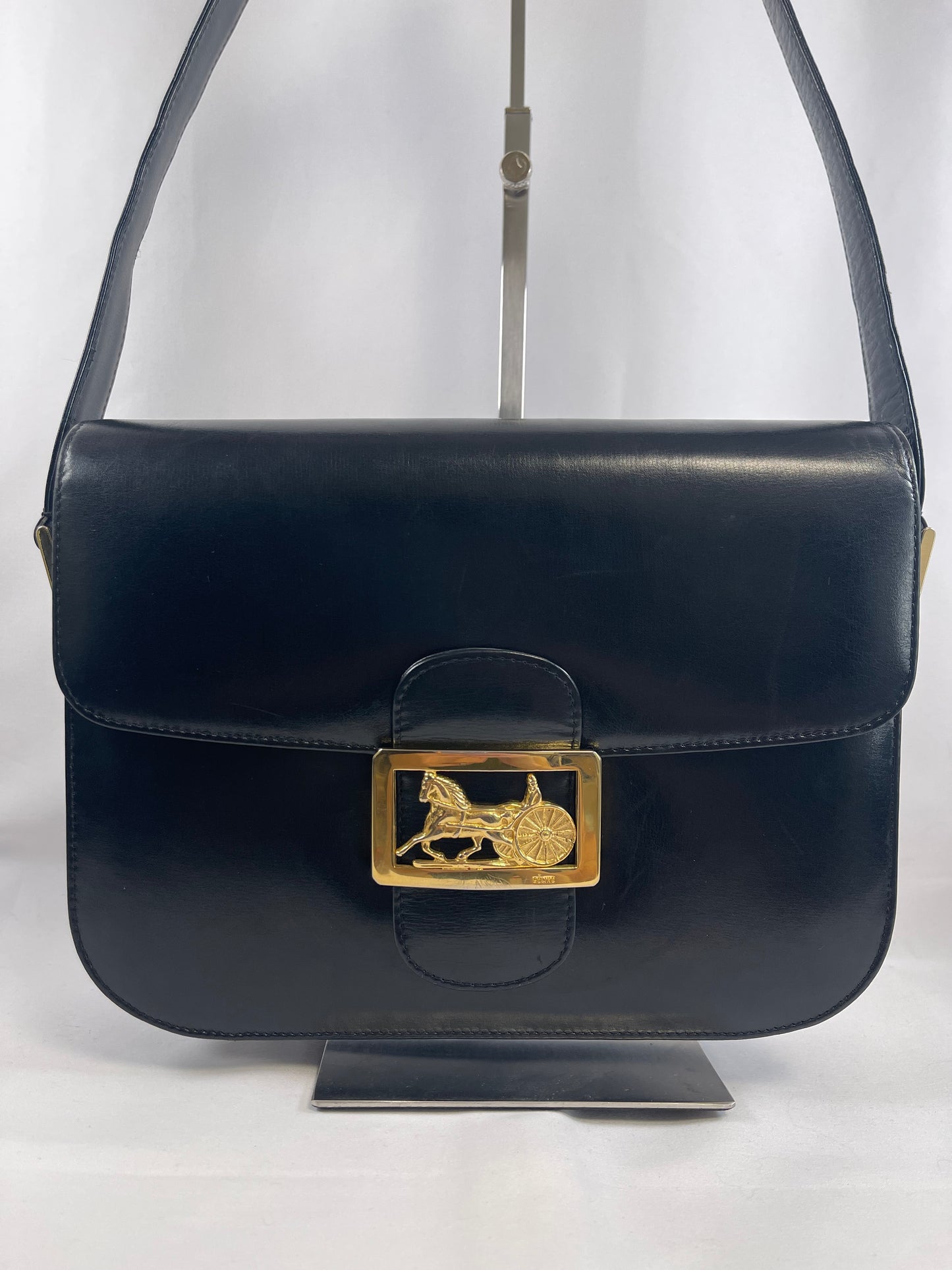 B0016 セリーヌ Celine ショルダーバッグ ブラック レザー