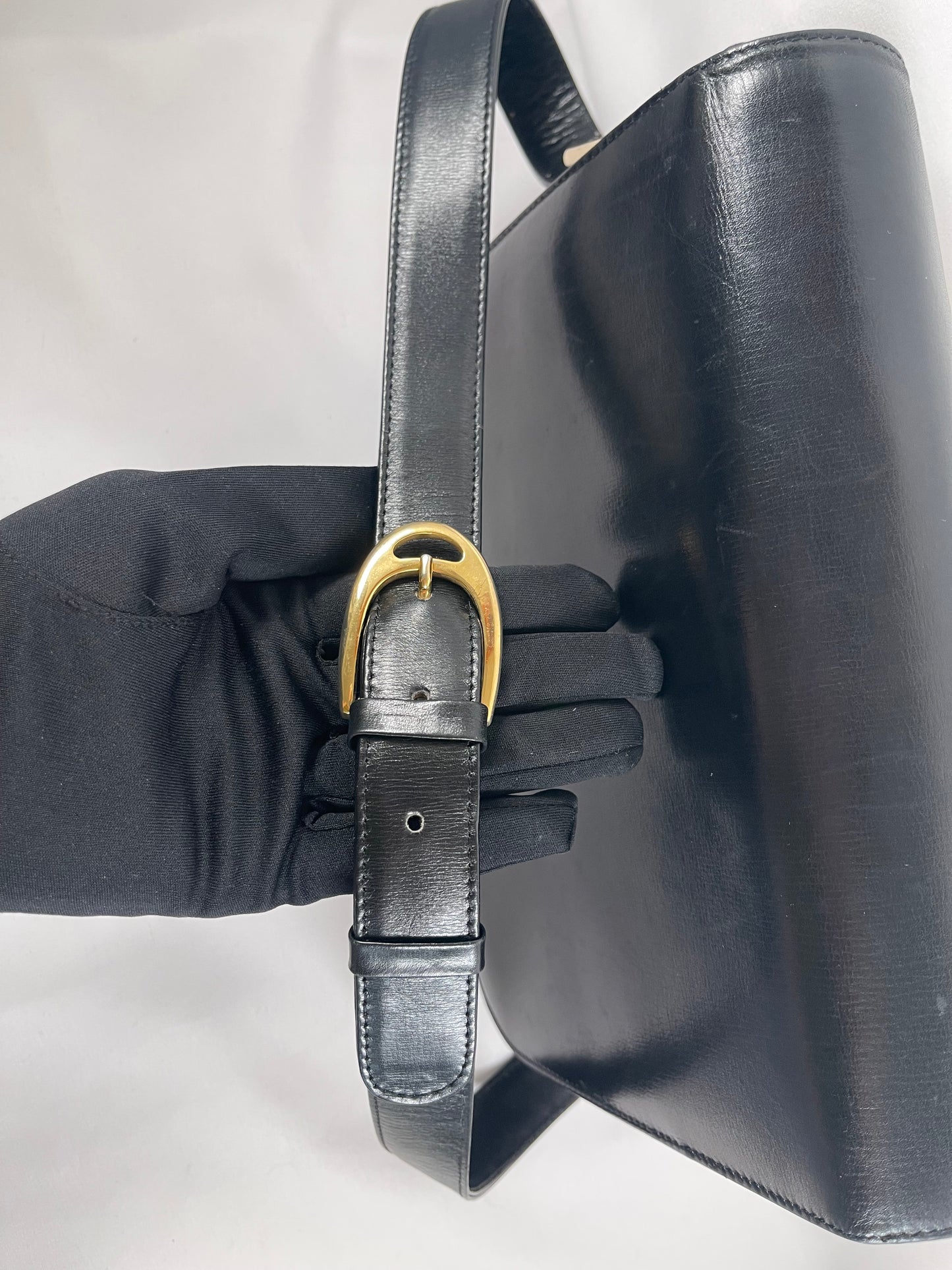 B0016 セリーヌ Celine ショルダーバッグ ブラック レザー