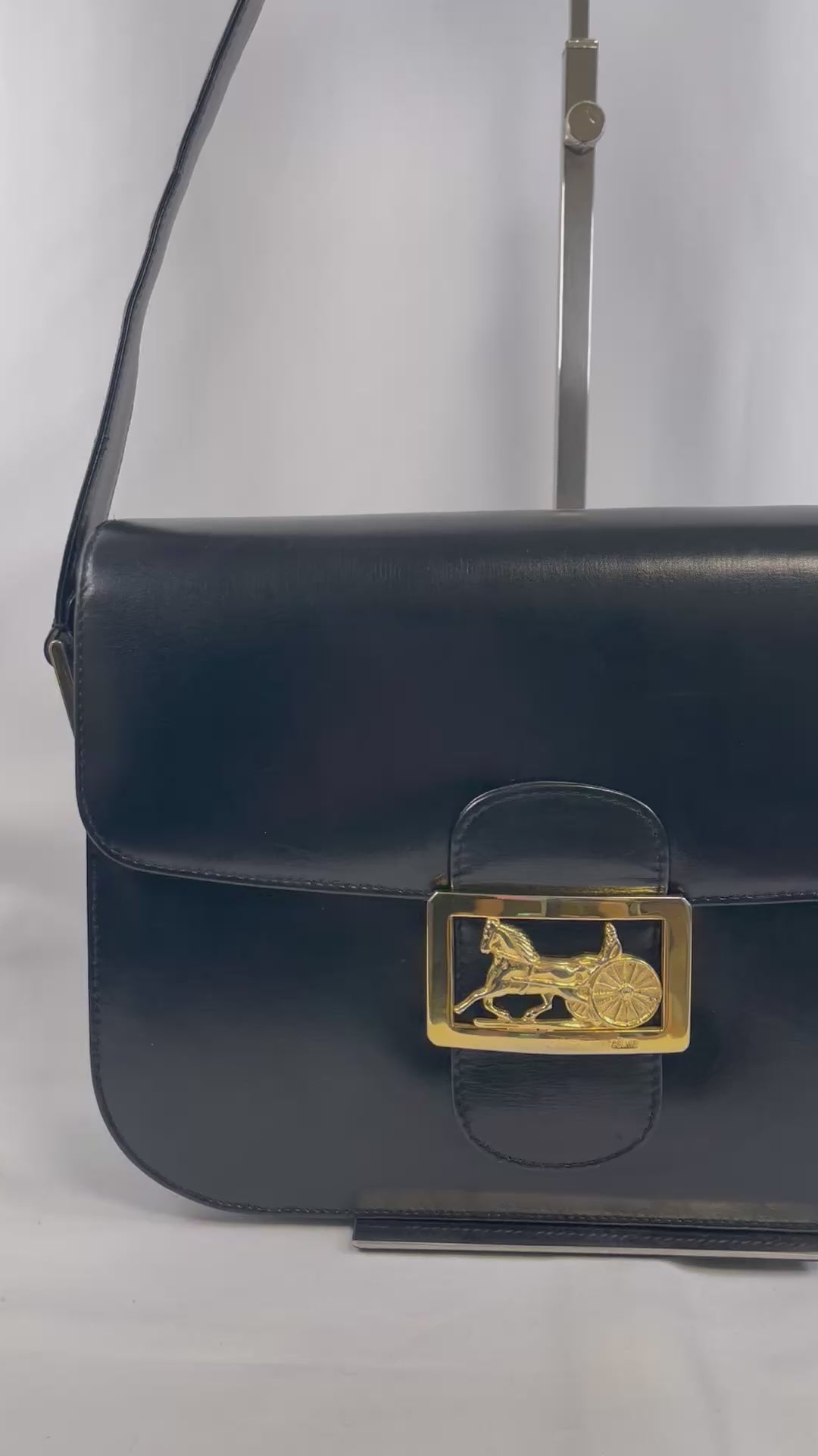 B0016 セリーヌ Celine ショルダーバッグ ブラック レザー